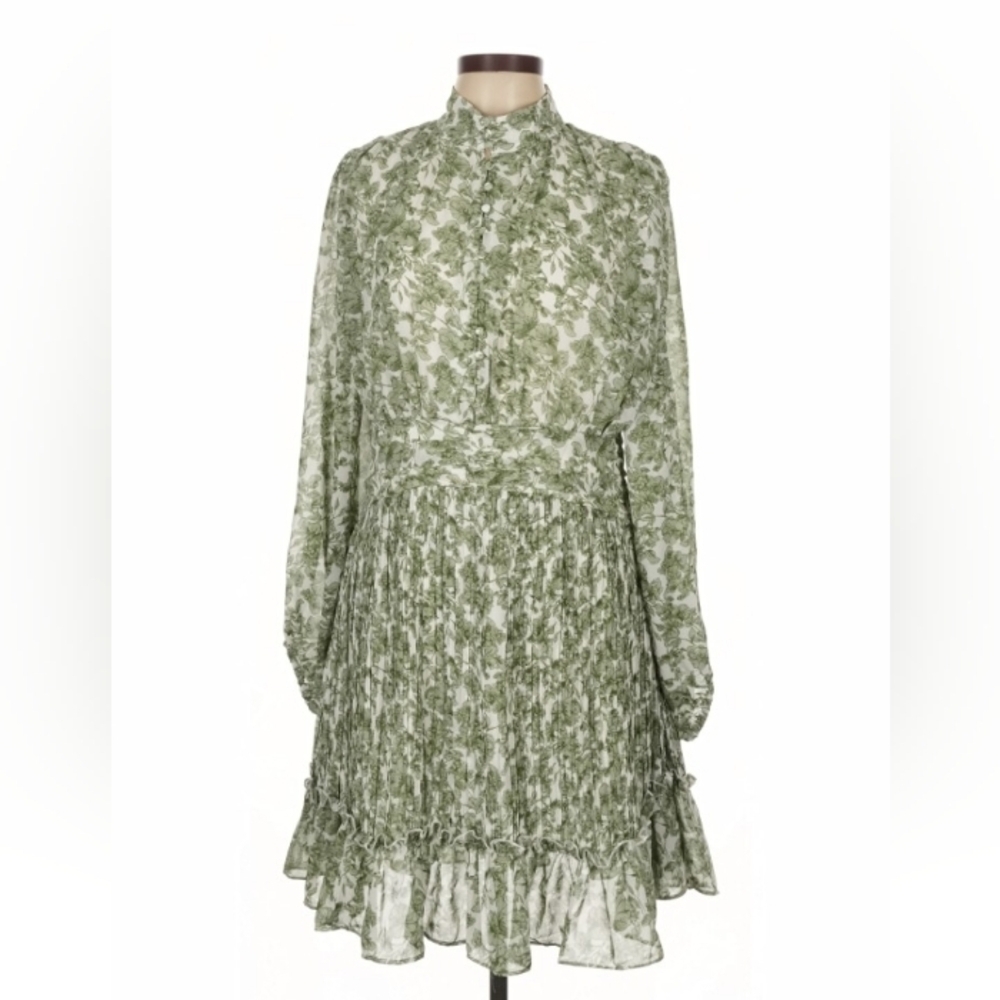 Ivy City Co Green Floral Dress Large